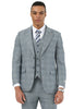 Men's Stacy Adams Vested Sharkskin Pattern Business Suit in Light Grey
