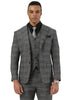 Men's Stacy Adams Vested Sharkskin Pattern Business Suit in Charcoal Grey