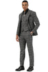 Men's Stacy Adams Vested Sharkskin Pattern Business Suit in Charcoal Grey