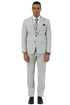 Men's Stacy Adams Two Button Vested Peak Lapel Suit in Light Grey Windowpane Plaid