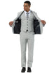 Men's Stacy Adams Two Button Vested Peak Lapel Suit in Light Grey Windowpane Plaid