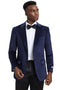 Men's Stacy Adams Modern Fit Velvet Blazer in Navy Blue