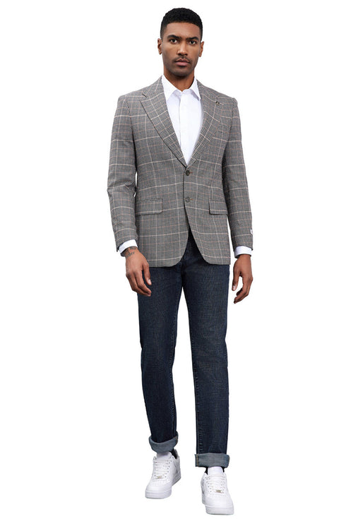 Men's Stacy Adams Modern Fit Business Sport Coat Blazer in Charcoal Grey Plaid