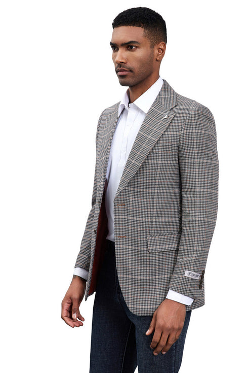 Men's Stacy Adams Modern Fit Business Sport Coat Blazer in Charcoal Grey Plaid