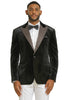 Men's Stacy Adams Velvet Wedding & Prom Tuxedo Jacket With Rhinestone Adorned Lapel in Black