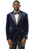 Men's Stacy Adams Velvet Wedding & Prom Tuxedo Jacket With Rhinestone Adorned Lapel in Navy