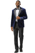 Men's Stacy Adams Velvet Wedding & Prom Tuxedo Jacket With Rhinestone sequin Adorned Lapel in Navy