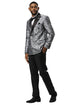 Men's Stacy Adams Double Breasted Wedding & Prom Tuxedo Jacket in Textured Shiny Silver Sharkskin