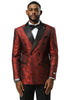 Men's Stacy Adams Double Breasted Wedding & Prom Tuxedo Jacket in Textured Shiny Red Sharkskin