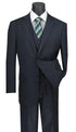 Sovana Collection - Regular Fit 3 Piece Suit 2 Button Tone on Tone Stripe in Navy