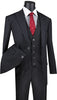 (44R/40W) Black Regular Fit 3 Piece Suit 2 Button Suit