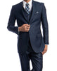 Navy Blue 3 Piece Modern Fit Suit 2 Button V-Neck Vest