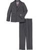 Boys 2 Button Micro Gingham Plaid Suit in Charcoal