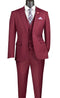 Slim Fit Business Men's Suit 3 Piece 2 Button in Burgundy