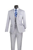 Slim Fit Suit 3 Piece 2 Button in Light Gray
