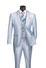 Slim Fit 3 Piece Satin Suit in Ice Blue