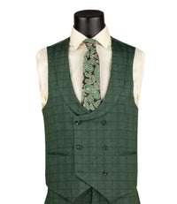 (42R) 2 Piece Slim Fit Stretch Fabric Blazer and Vest - Green