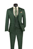 Slim Fit 3 Piece Stretch Fabric Suit in Green
