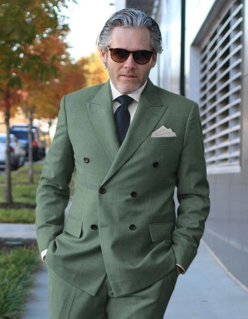 Sage Green Double Breasted Suit