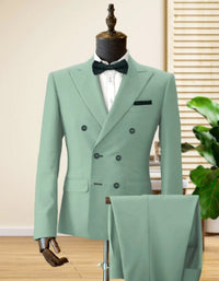 Mens Sage Green Double Breasted Suit