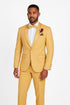 Light Gold Tuxedo Suit for Men – Elegant Two-Piece Wedding and Prom Suit with Satin Shawl Lapel - Mustard Color