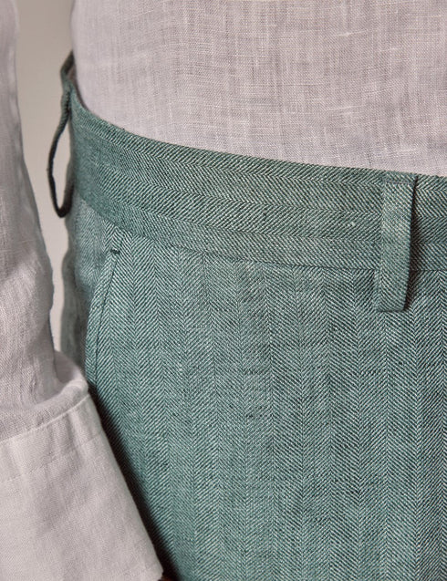 Mens Linen Suit For Beach Wedding - Summer Suit in Sea Green