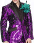 Sequin Tuxedo - Mens Shiny Suit - Stage Flashy Metallic Color Suit in Color Red - Gold Silver or Purple or Green