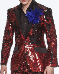 Sequin Tuxedo - Mens Shiny Suit - Stage Flashy Metallic Color Suit in Color Red - Gold Silver or Purple or Green