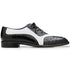 Men's Belvedere Sesto Italian Calf & Ostrich Quill Wingtip Dress Shoe in Black & White