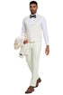 Mens Designer Wedding & Prom Shawl Lapel Vested Paisley Tuxedo in Ivory