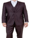 Mens Shiny Burgundy Sharkskin 3 Piece Suit Single Breasted Notch Lapel Suit