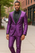 Mens Shiny Purple Tuxedo Jacket with Black Satin Shawl Lapel – Formal Party Blazer for Prom and Weddings