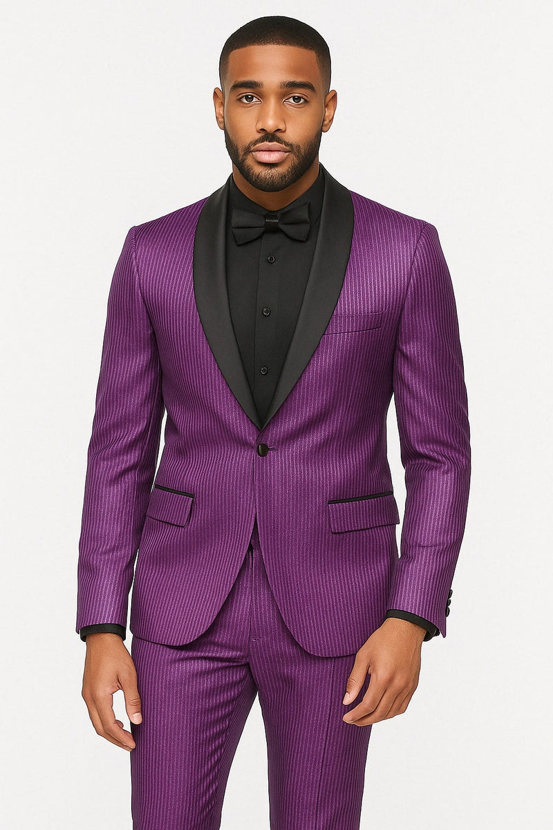 Mens Shiny Purple Tuxedo Jacket with Black Satin Shawl Lapel – Formal –  OvercoatUSA