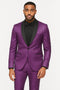 Mens Shiny Purple Tuxedo Jacket with Black Satin Shawl Lapel – Formal Party Blazer for Prom and Weddings