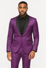 Mens Shiny Purple Tuxedo Jacket with Black Satin Shawl Lapel – Formal Party Blazer for Prom and Weddings