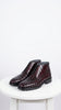 Los Altos Men’s Black Cherry Caiman Belly Boots, Lug Sole Exotic Lace-Up Ankle Boots