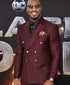 Men’s Vernon Davis Movie Event Suit – Maroon Double-Breasted Formal 3-Piece Suit