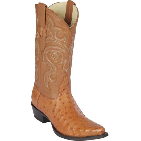 Los Altos Boots - Mens Dress Cowboy Boot - Low Priced Cowboy Ostrich Boots Honey Snip Toe-  in Honey
