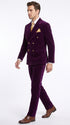 Men’s Rossi Man Zeus Purple Velvet Double Breasted Tuxedo Suit, Formal Wedding Prom Dinner Suit Set