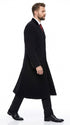 Men’s Black Chesterfield Overcoat, Full Length Wool and Cashmere Dress Coat
