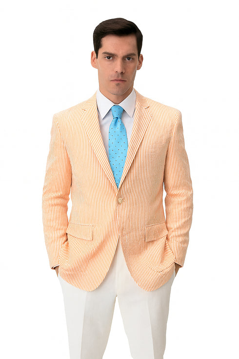 Striped seersucker Orange Blazer