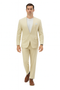 Mens Two Piece Linen Suit Relaxed Hybrid Fit No Collar