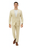 Mens Two Piece Linen Suit Relaxed Hybrid Fit No Collar