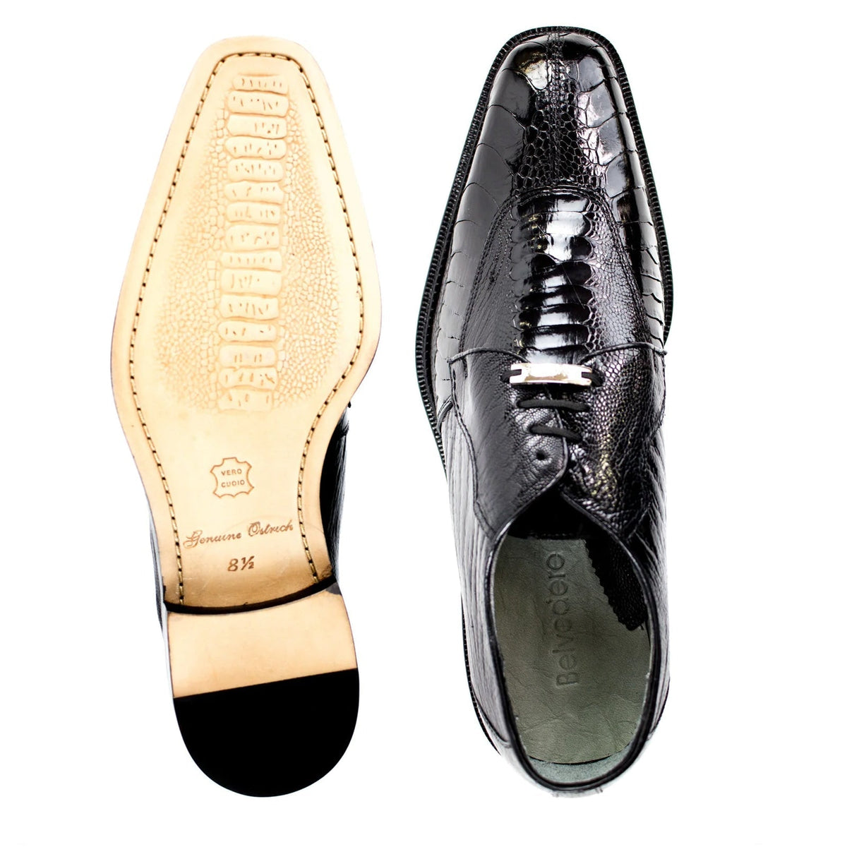 Belvedere Men’s Bartolo Full Quill Ostrich Forest Green Moc Toe Slip-On Dress Loafer