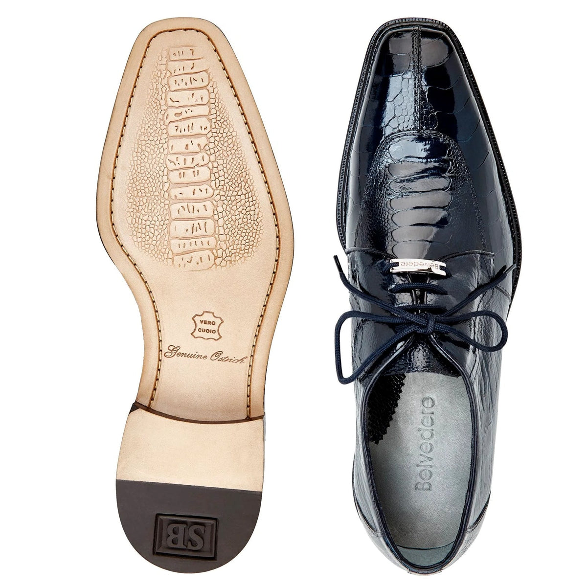 Belvedere Susa Full Caiman Crocodile Dress Shoe in Brown