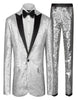 Sequin Suit - Silver Grey Shiny Suit Perfect for Stage or Prom Fancy Pattern Glitter Fabric