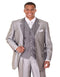 Pleated Dress Men Suits - Mens 3 Button Vested Wide Peak Lapel Two Tone Silver Grey Sharkskin Suit