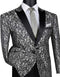 Prom Tuxedo 2026 - Mens Paisley Embroidered Regular Fit Sport Coat Silver Grey Tuxedo