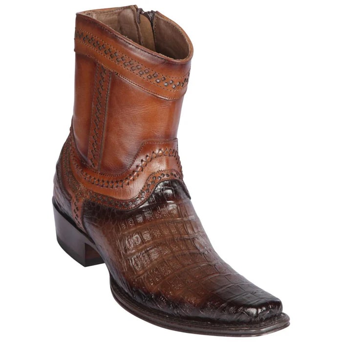 Los Altos Boots - Mens Dress Cowboy Boot - Low Priced Caiman Tail Short Black Boots- in Black main image 1