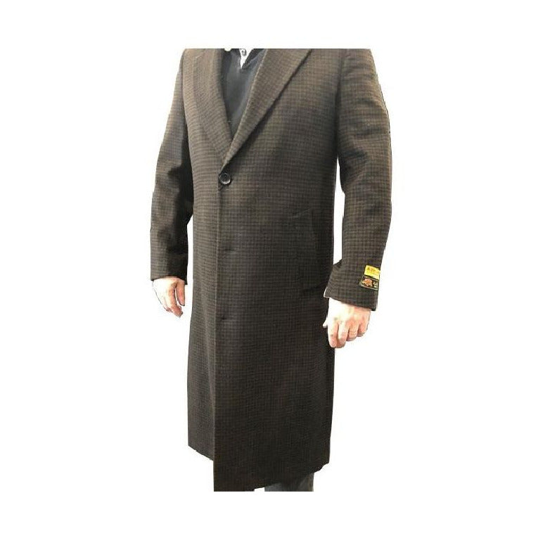 Single Breasted Alberto Nardoni Overcoat In Brown Overcoatusa